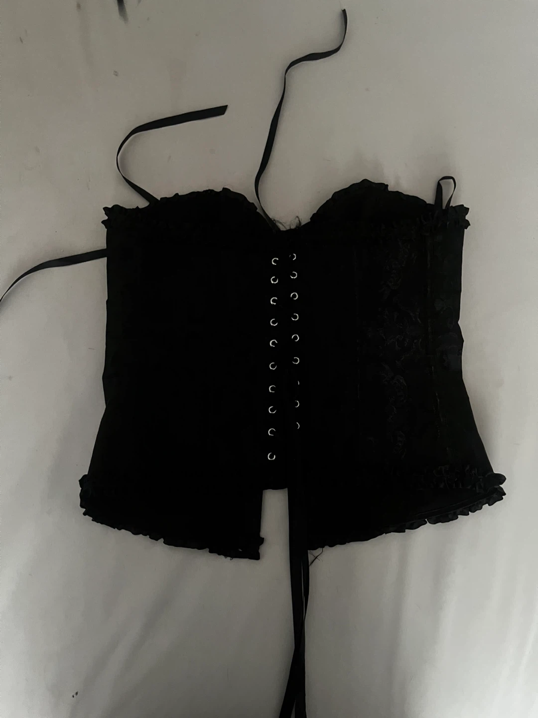 Black Corset Top with Ribbon Tie - photo 3