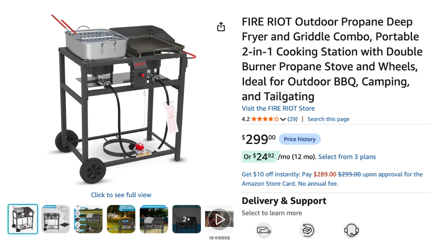 NEW Outdoor Propane Deep Fryer and Griddle Combo - photo 2