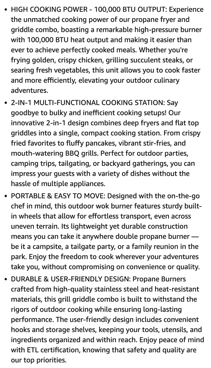 NEW Outdoor Propane Deep Fryer and Griddle Combo - photo 5