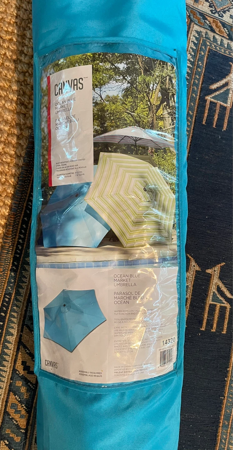 Canvas Ocean Blue Market Umbrella 9ft