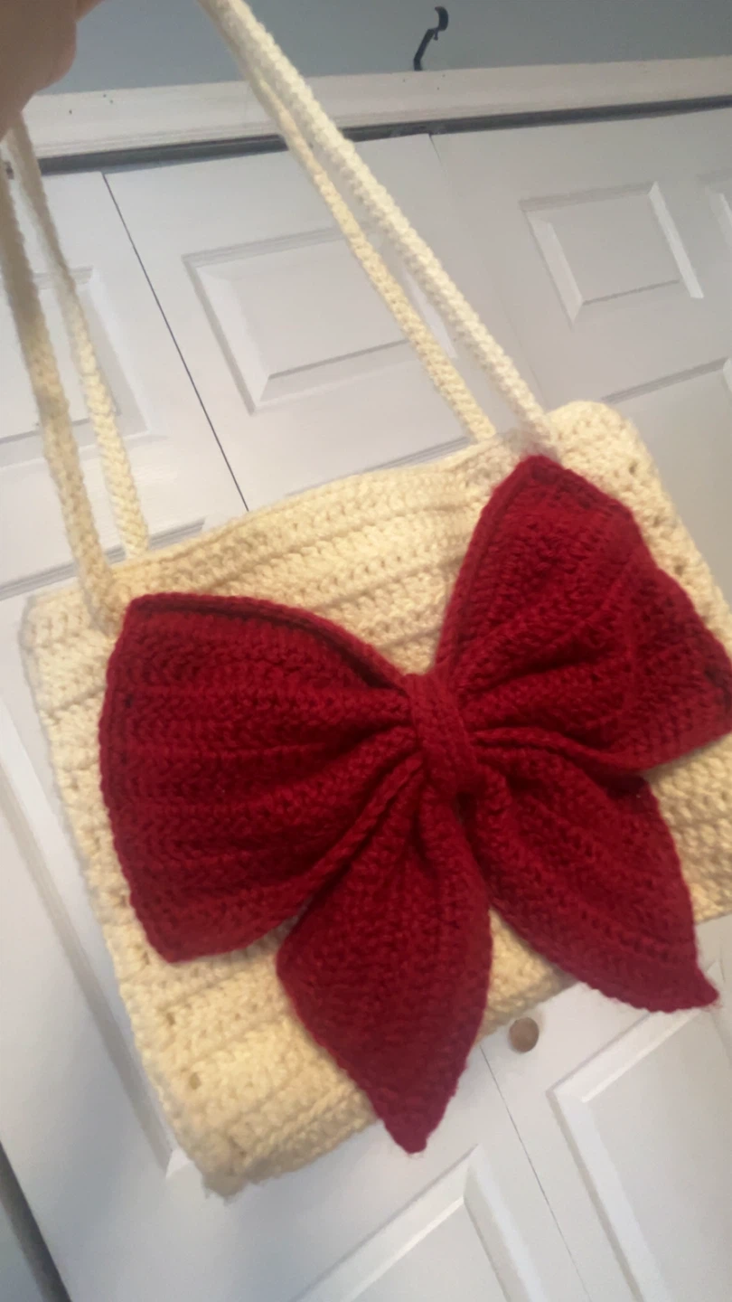 Handmade Crochet Bag with Red Bow - photo 2
