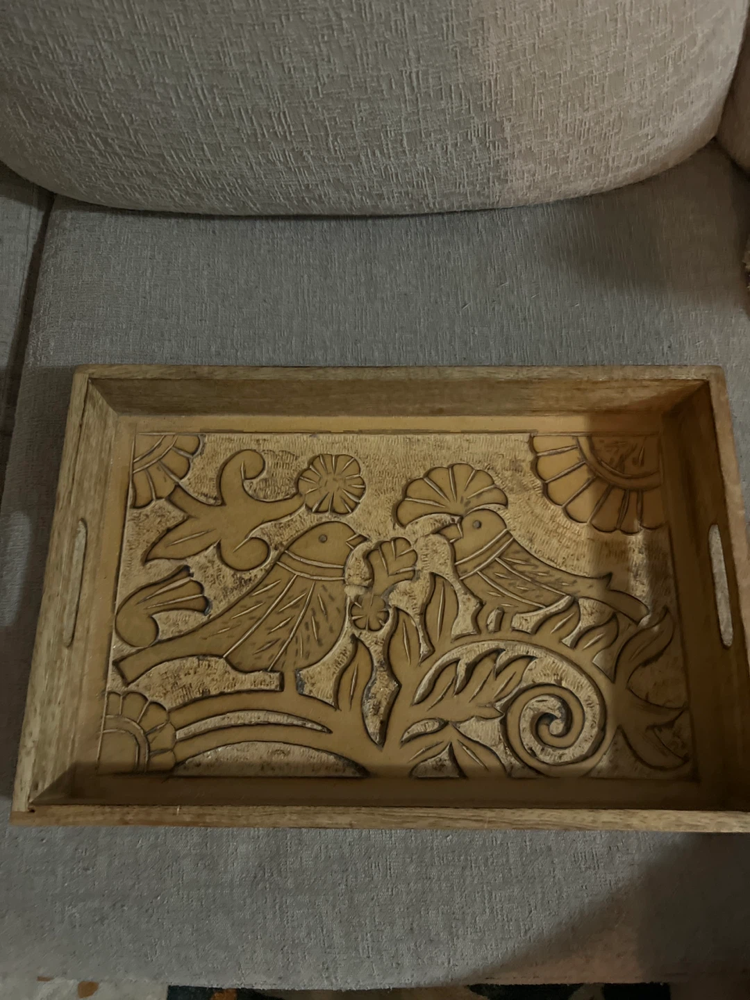 Carved Wooden Serving Tray with Birds - photo 2