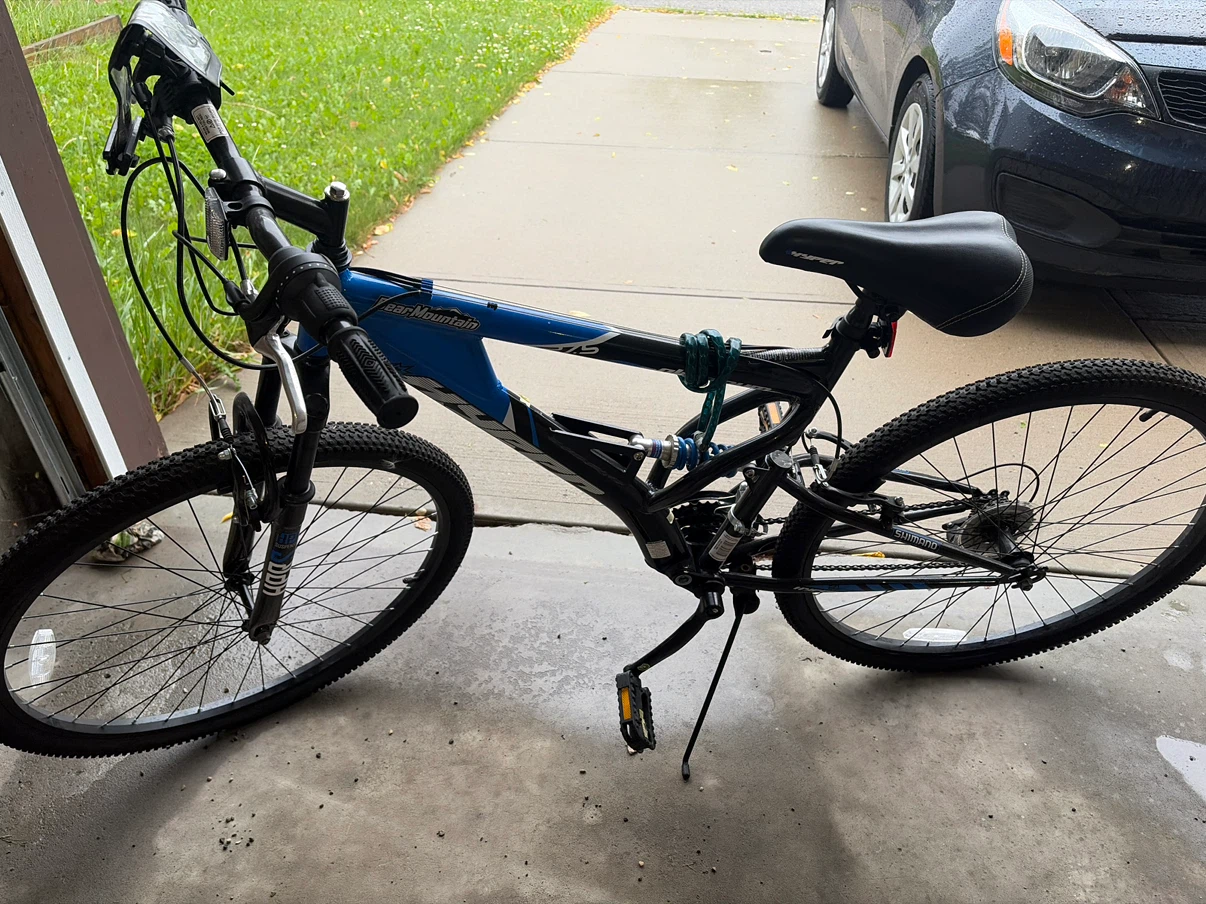 Blue and Black Mountain Bike