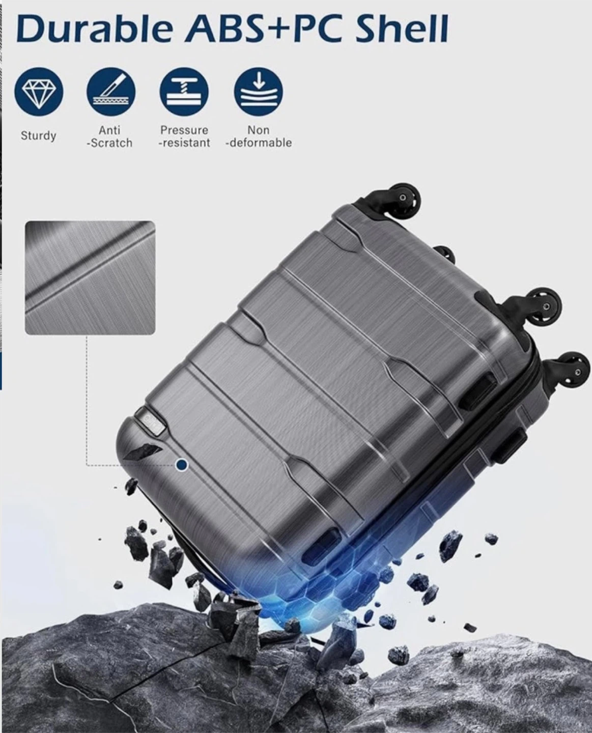 Coolife Carry On Luggage - Lightweight - Spinner Wheels - photo 4