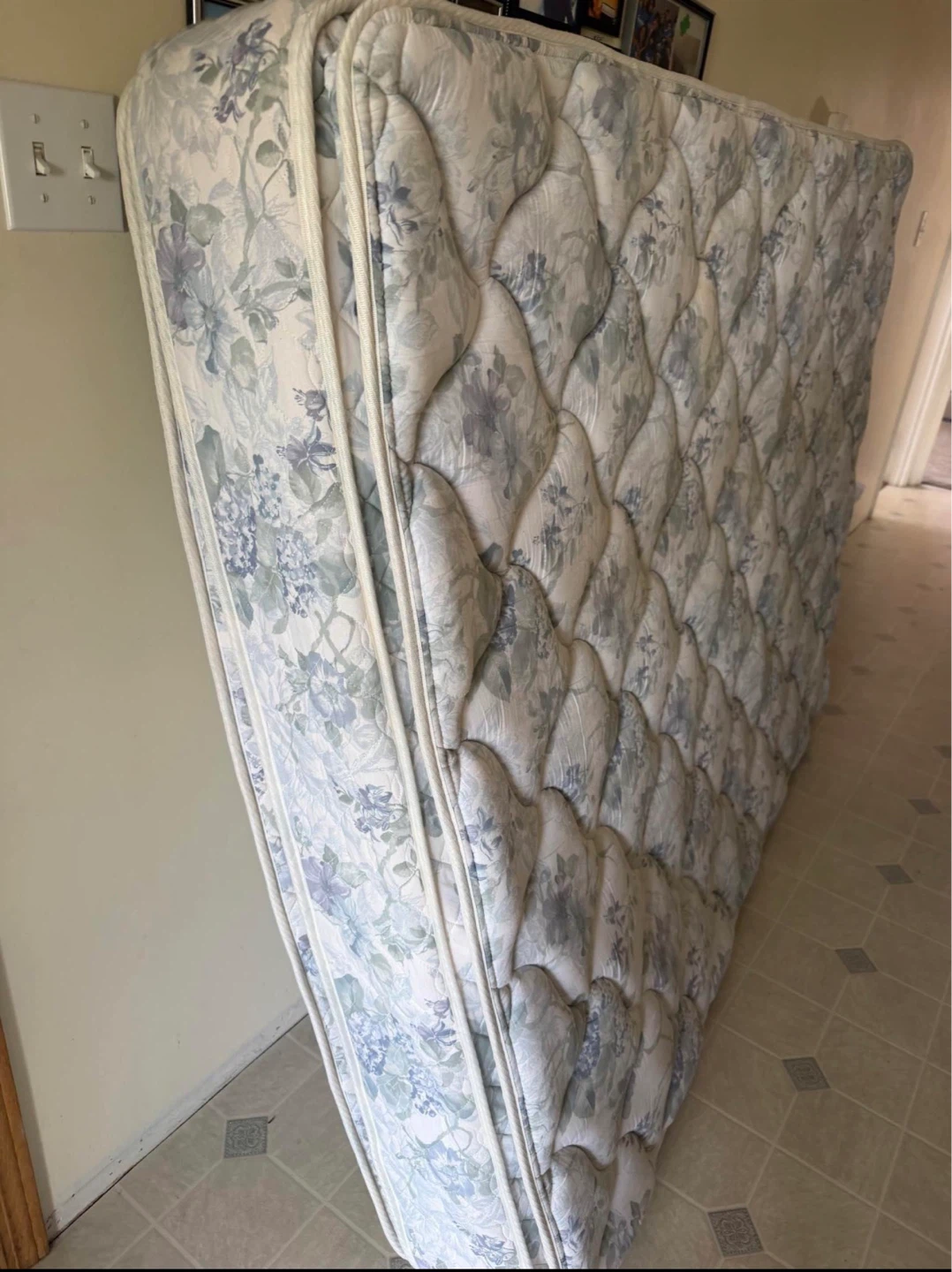 Elegant Queen Upholstered Bed Frame & Mattress Set - Excellent - photo 3