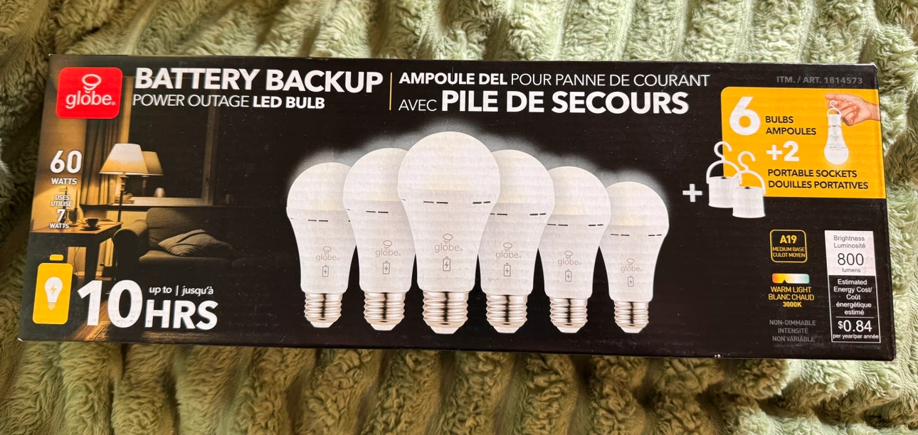 Globe Electric 60W Battery Backup LED Bulbs (6 Pack + 2)