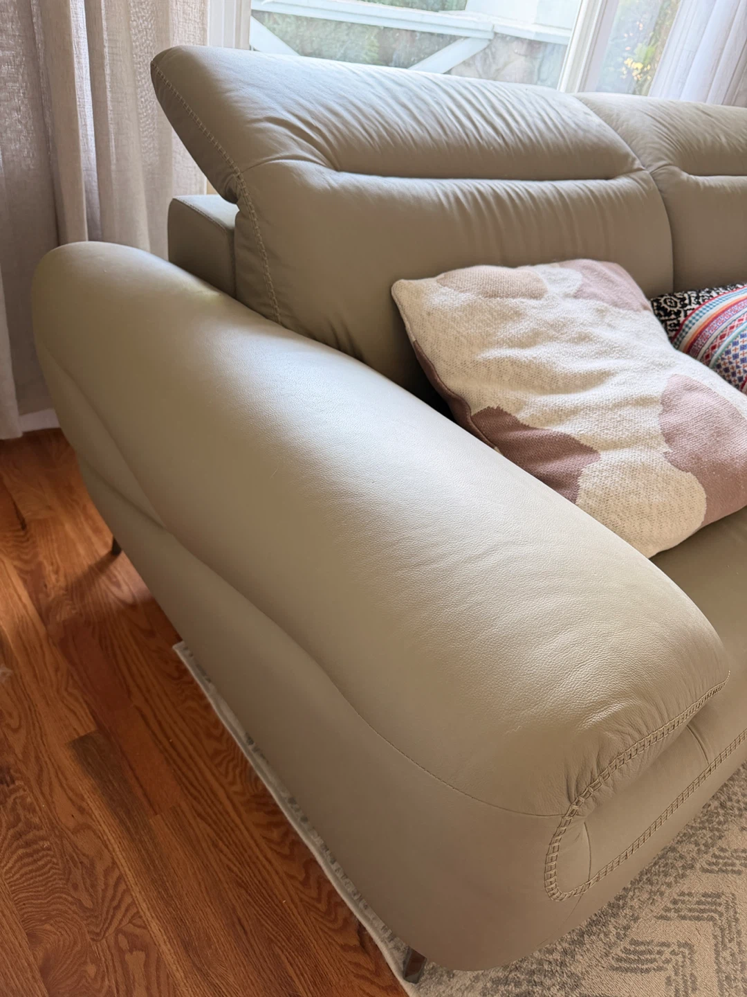 Taupe Leather Sofa - photo 2