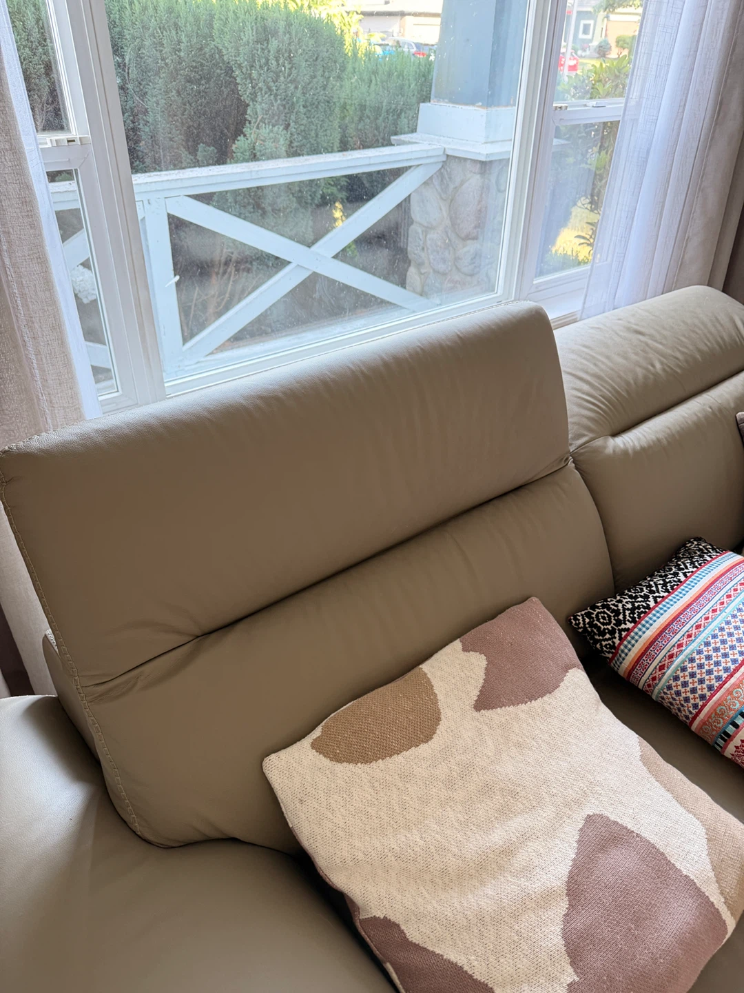 Taupe Leather Sofa - photo 3