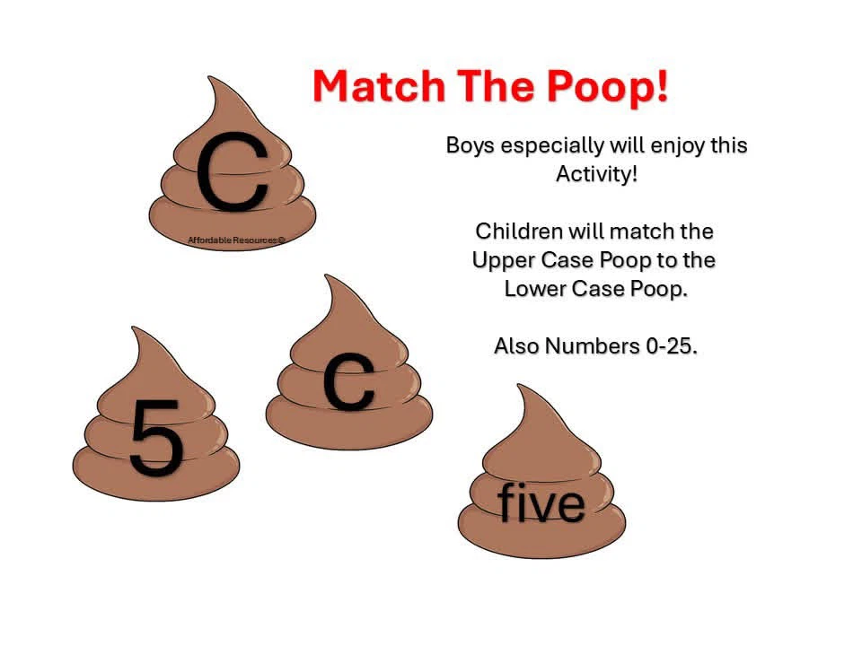 Match The Poop!  Letters and Numbers