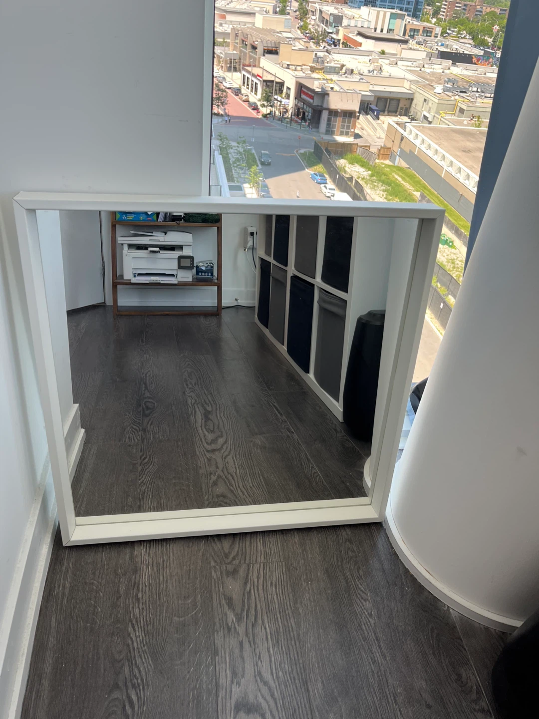 White Framed Square Mirror