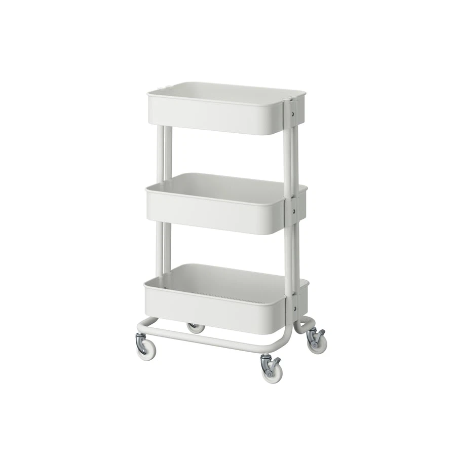 White 3-Tier Rolling Cart