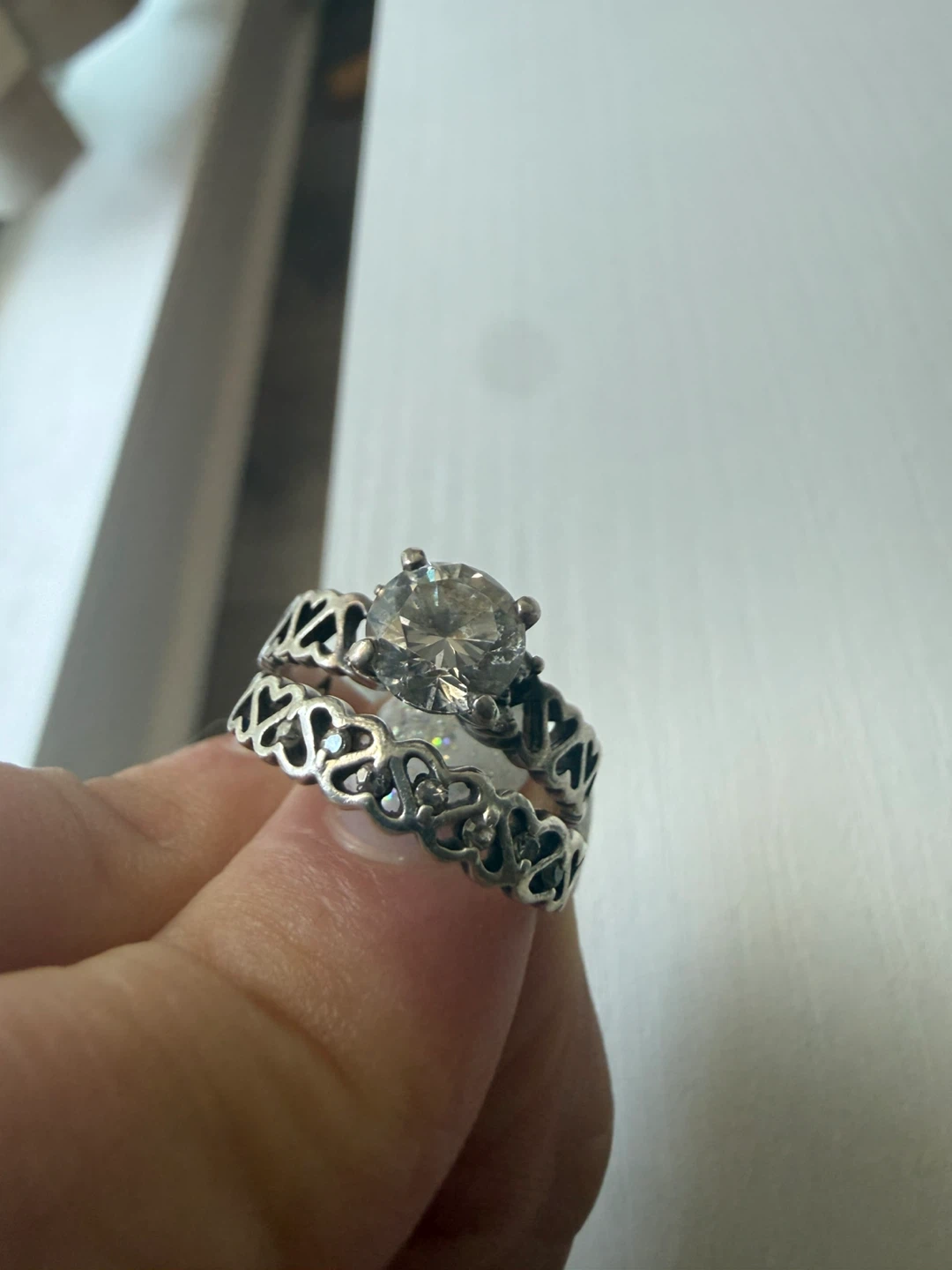 Vintage Sterling Silver Heart Band Rings - photo 2