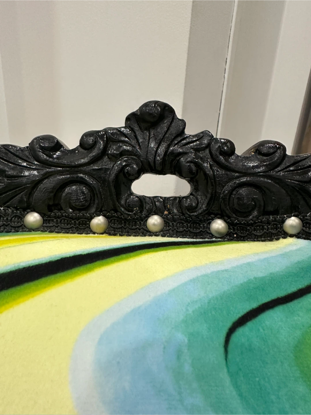 Ornate Armchair with Swirl Pattern Upholstery - photo 3