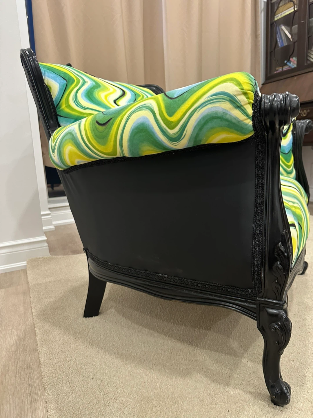 Ornate Armchair with Swirl Pattern Upholstery - photo 5