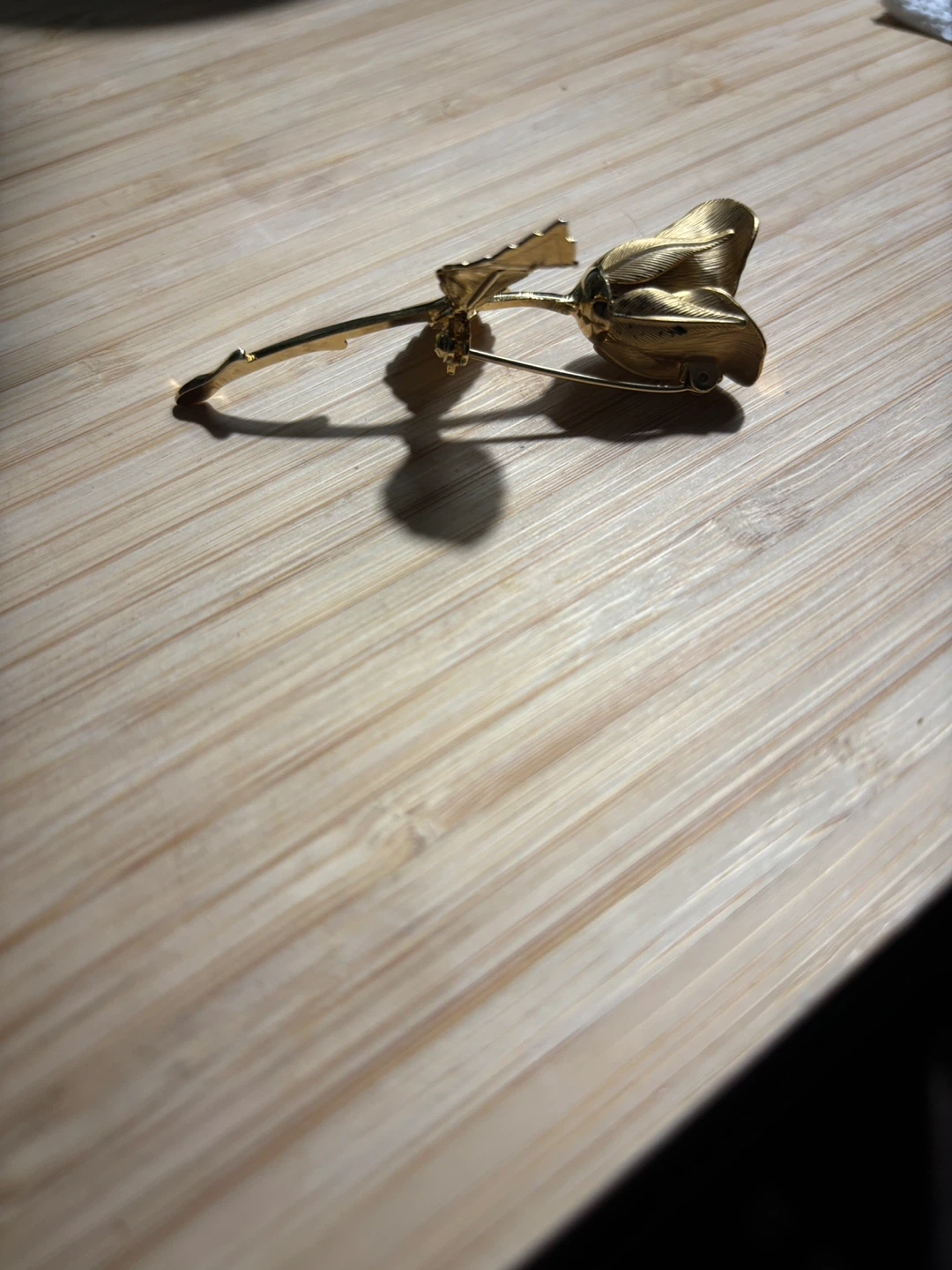 Giovanni Gold Tone Long Stem Rose Brooch Pin 1960s VTG - photo 2