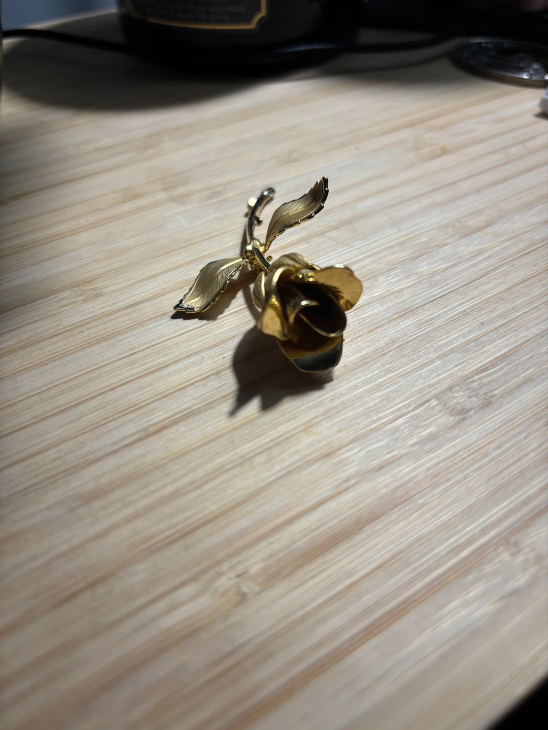 Giovanni Gold Tone Long Stem Rose Brooch Pin 1960s VTG - photo 3