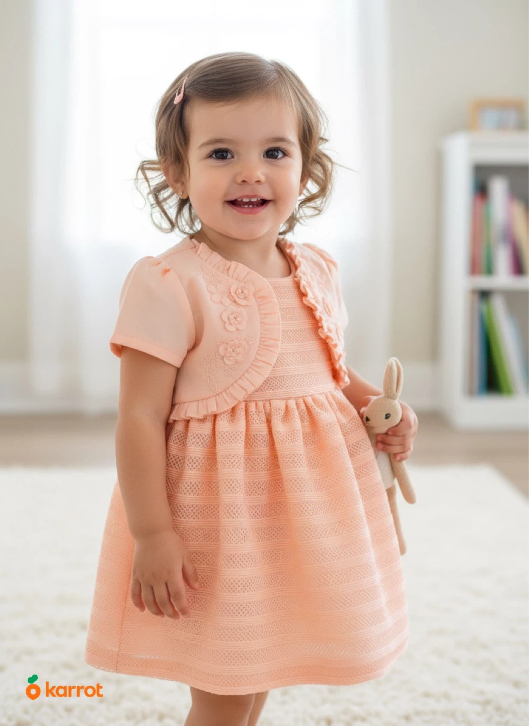 Little Me Peach Dress with Bolero Set
