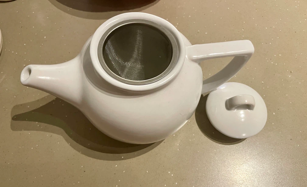 White Ceramic Teapot with Infuser
