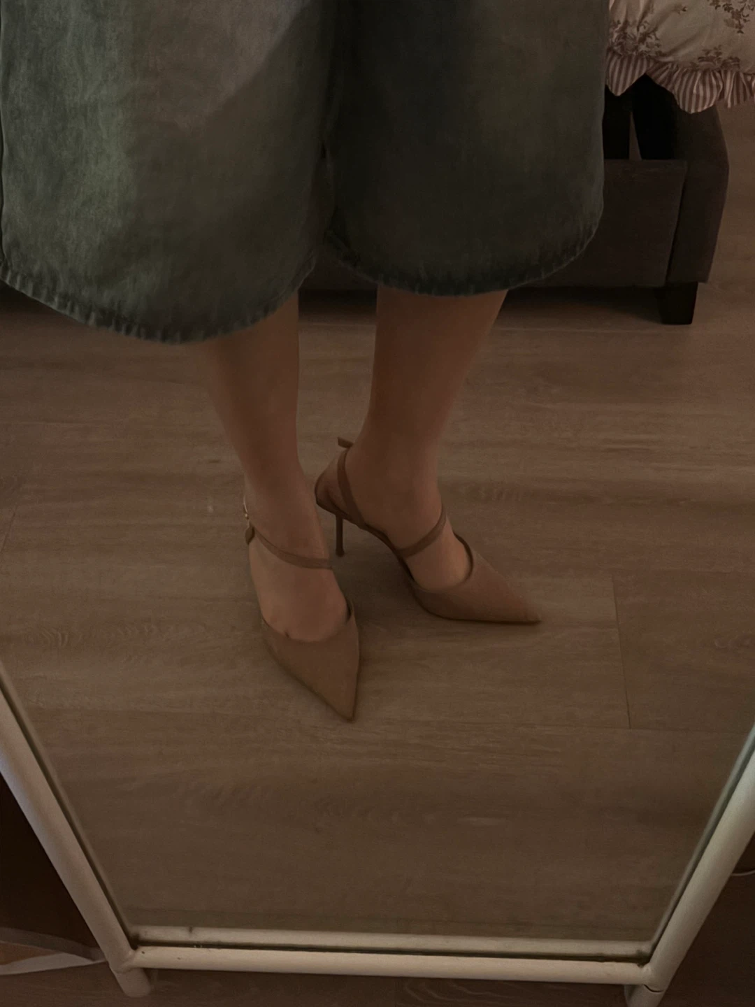 Women's Tan Pointed Toe Heels with Ankle Strap - photo 2