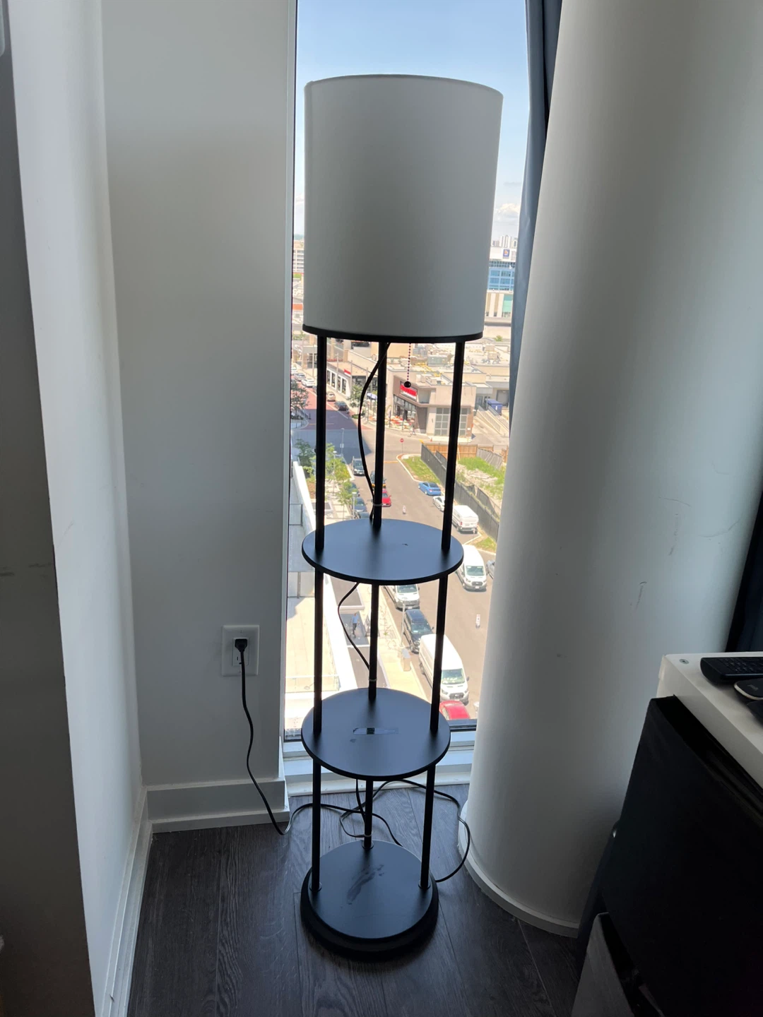 Black Floor Lamp with 3 Tier Shelves