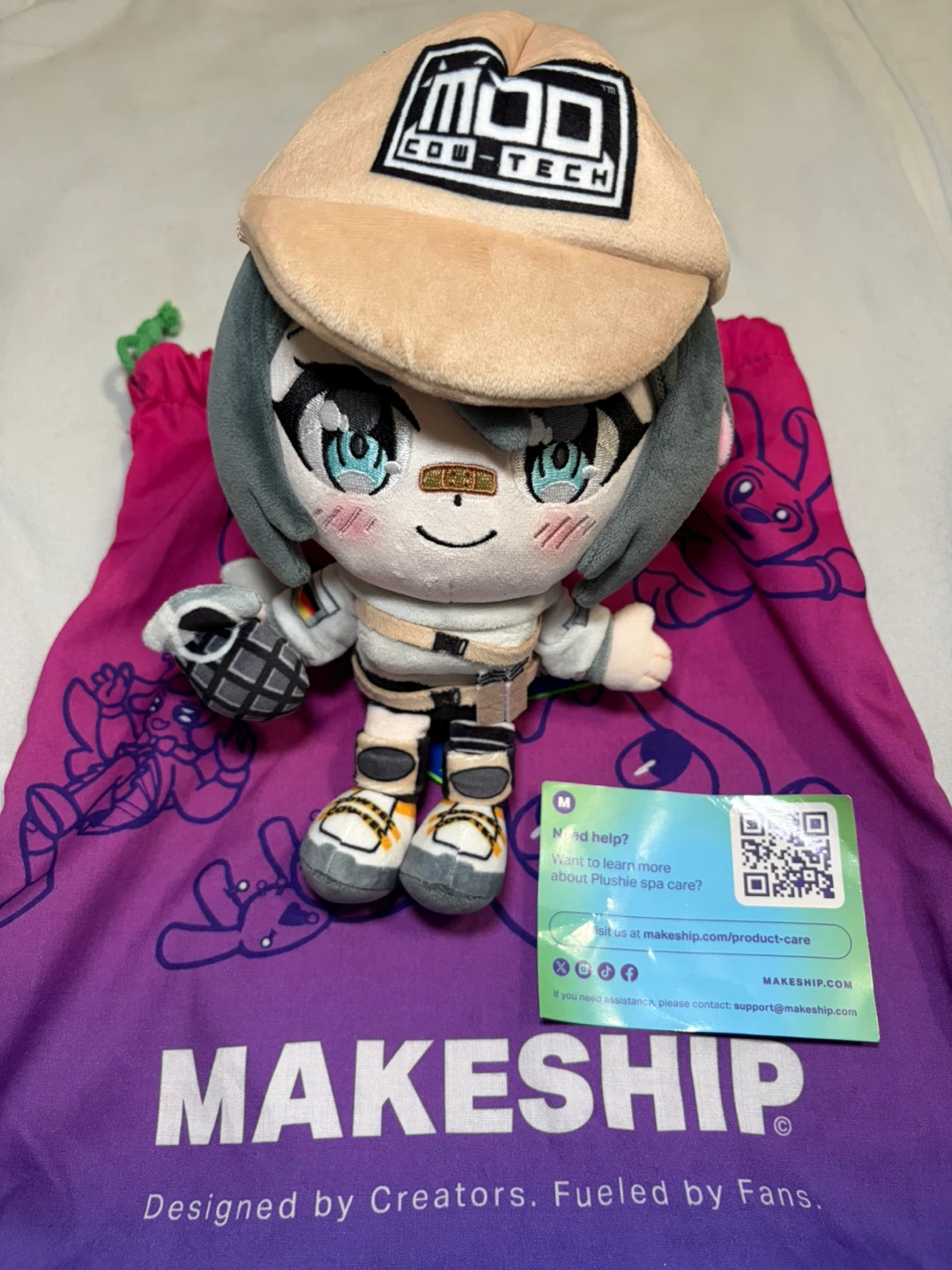 New Makeship Tactical Pocket Cow Plushie WishyVT Only 521 Made