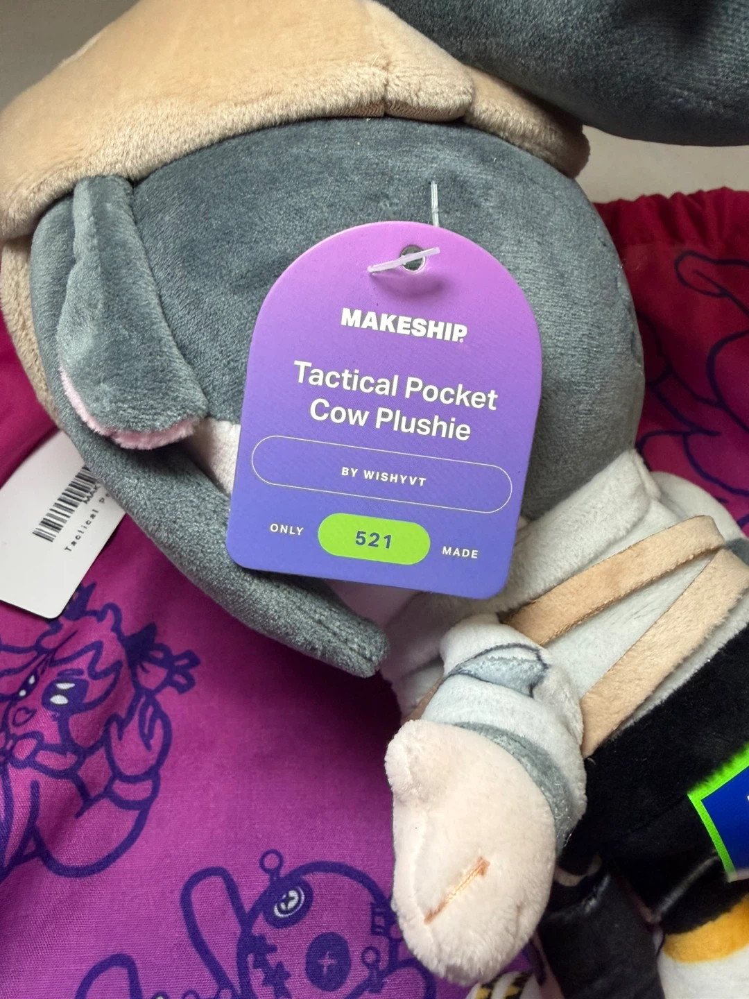 New Makeship Tactical Pocket Cow Plushie WishyVT Only 521 Made - photo 4