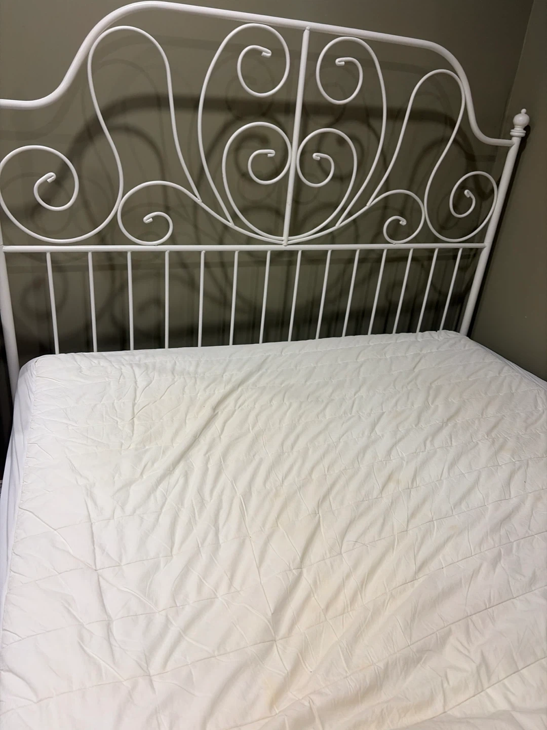 White Metal Bed Frame Headboard