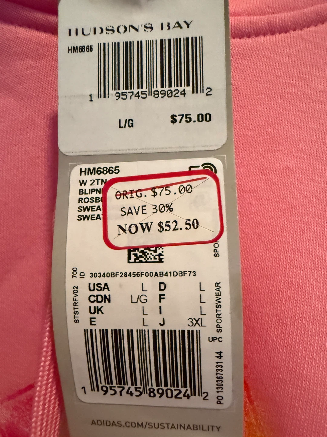 Adidas Pink Hoodie - L/G - photo 3
