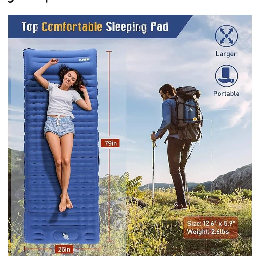 ELEGEAR Blue 4" Ultra-thick Sleeping Pad