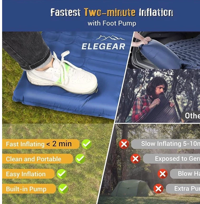 ELEGEAR Blue 4" Ultra-thick Sleeping Pad - photo 2