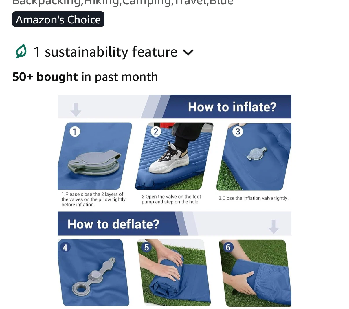 ELEGEAR Blue 4" Ultra-thick Sleeping Pad - photo 3