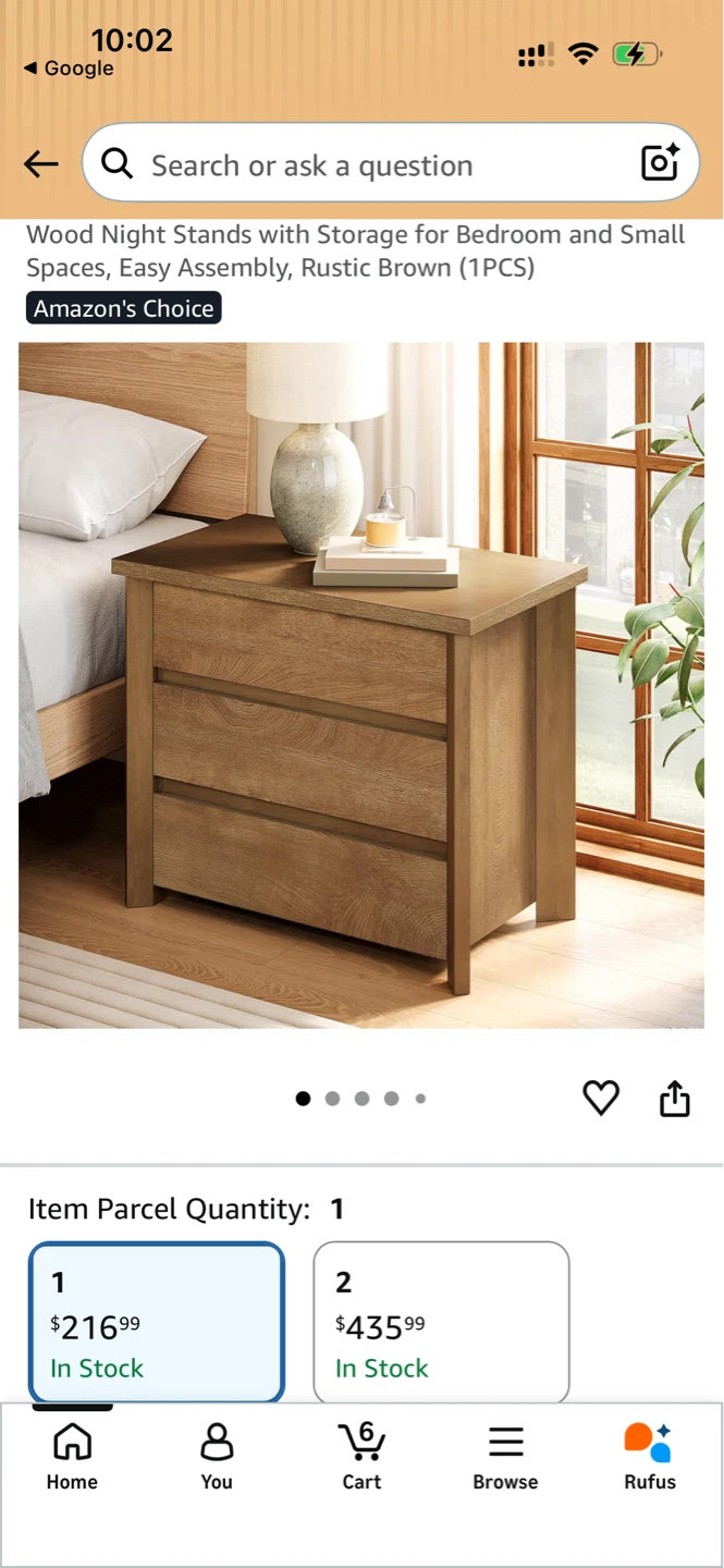 Brand new- 3 Drawer Wood Nightstand - Rustic Brown - photo 2
