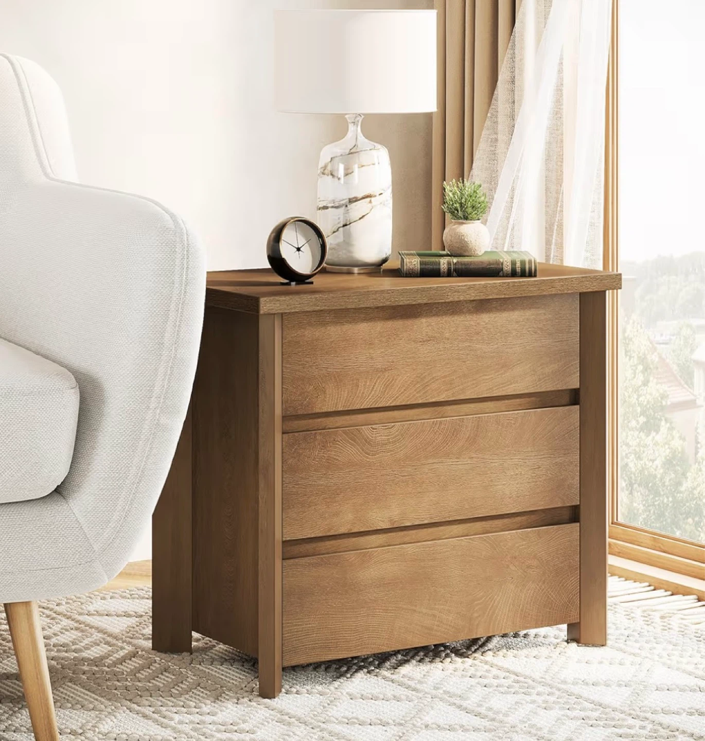 Brand new- 3 Drawer Wood Nightstand - Rustic Brown - photo 4