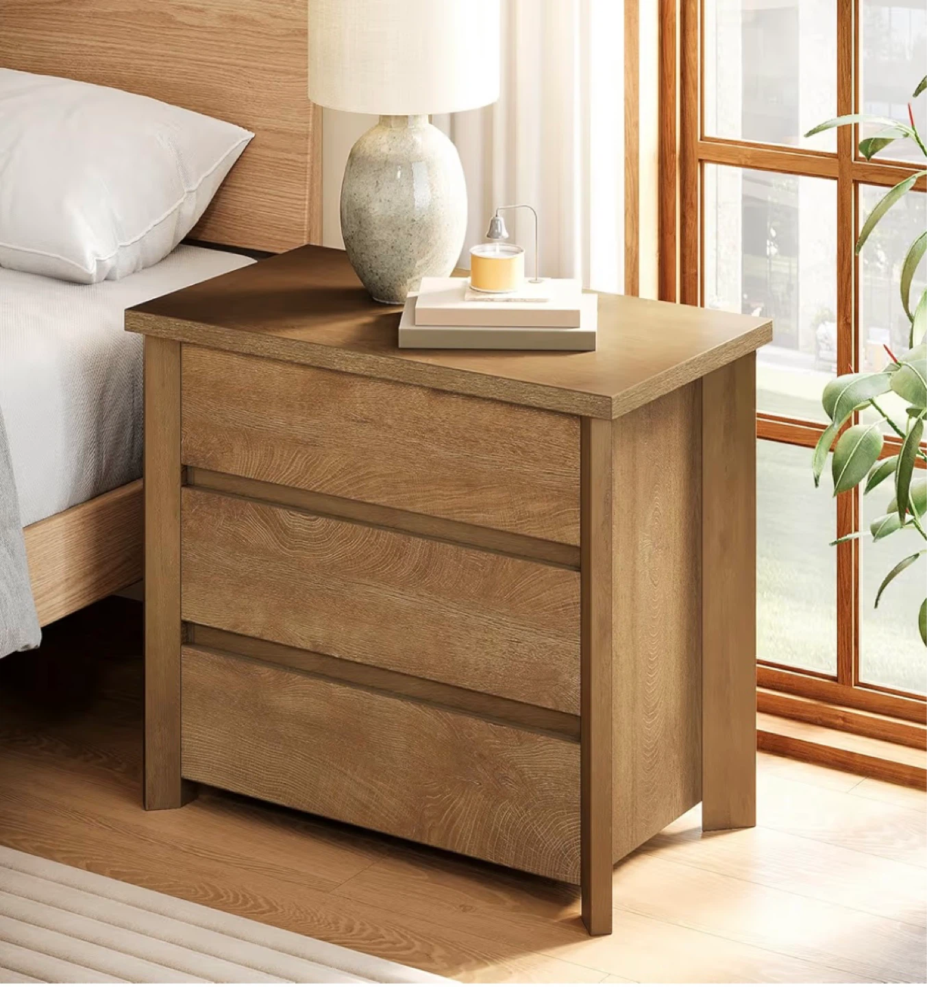 Brand new- 3 Drawer Wood Nightstand - Rustic Brown