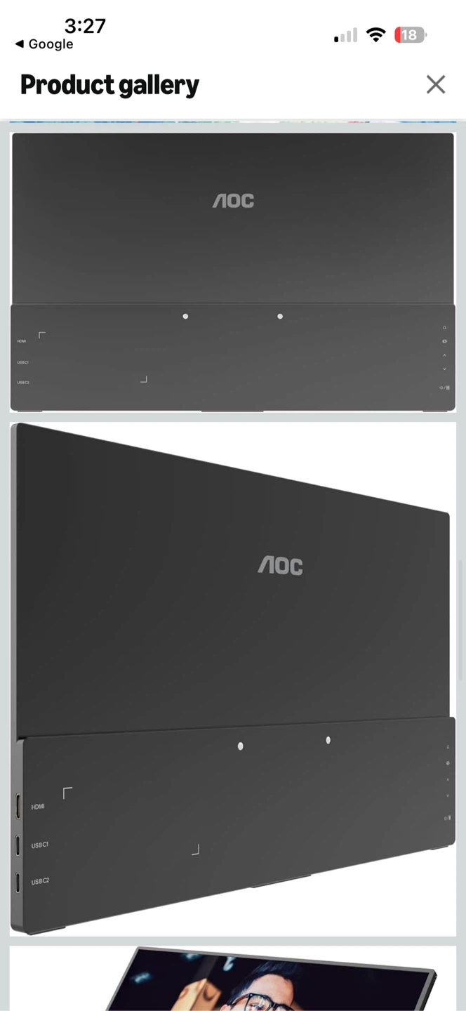 AOC 15.6" Portable Monitor 1080p FHD - photo 3
