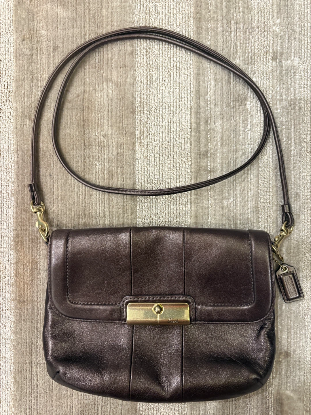 Coach Y2K Kristin Brown Metallic Leather Crossbody Purse