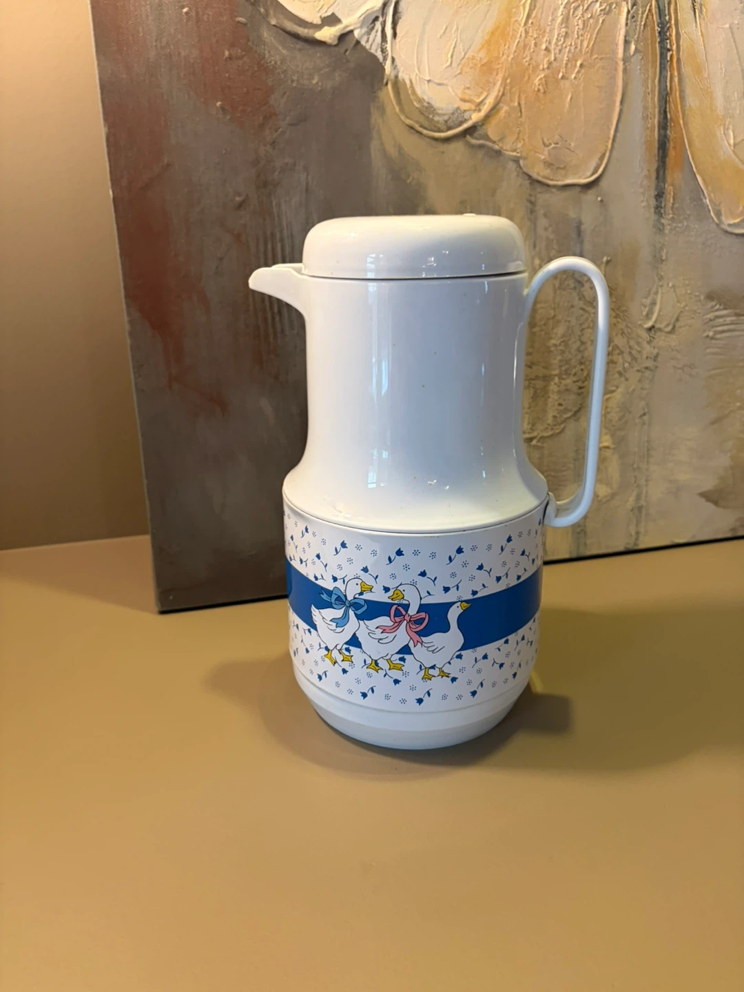 Vintage White Thermos with Duckling Design - photo 3