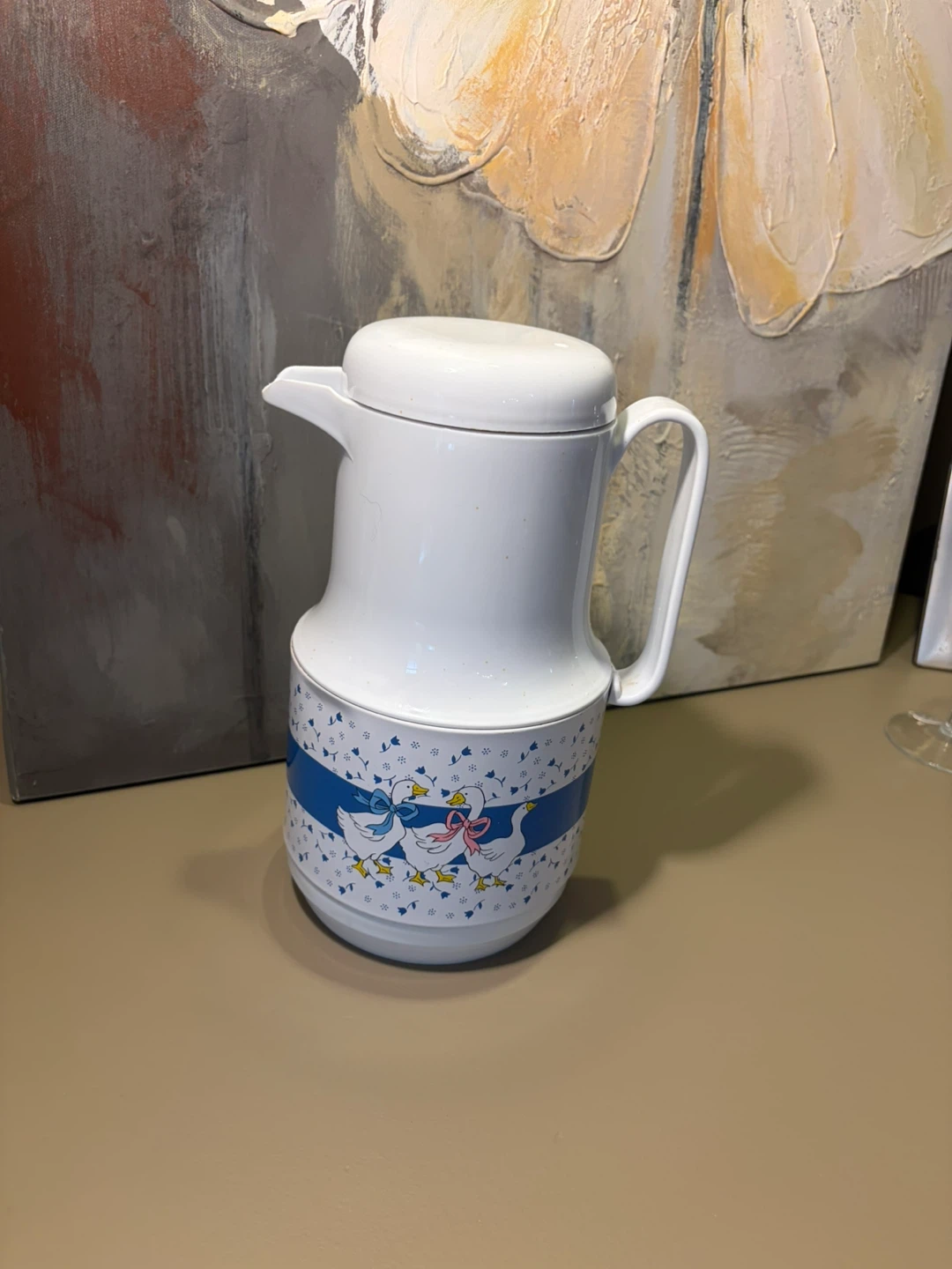 Vintage White Thermos with Duckling Design - photo 2