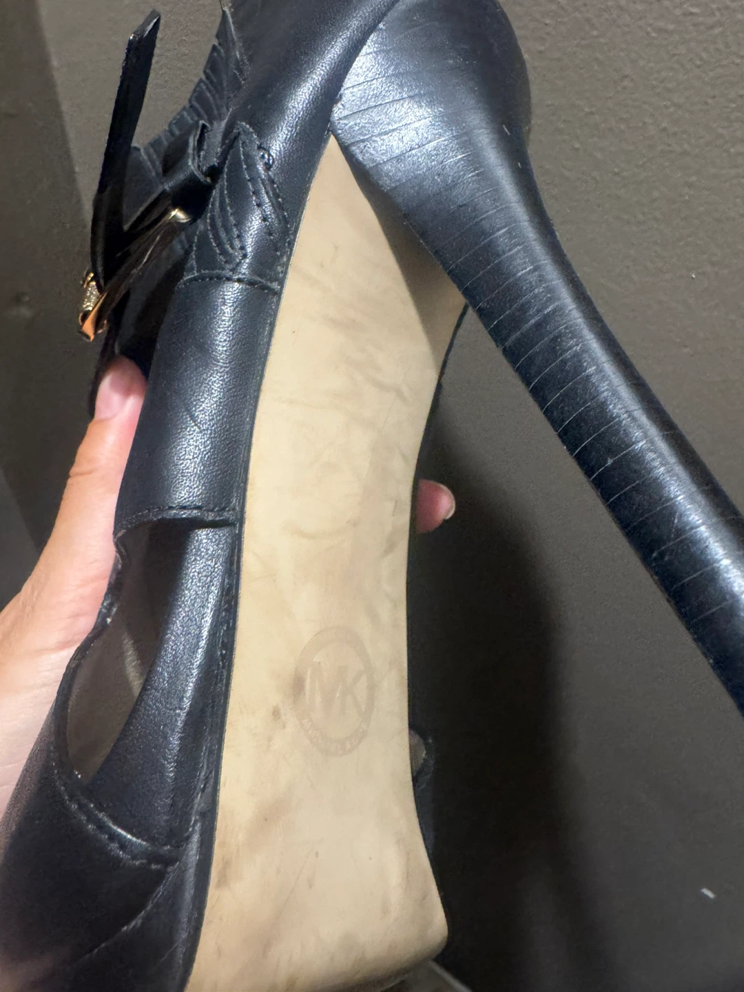 Michael Kors Black Leather Peep Toe Ankle Boots - photo 3