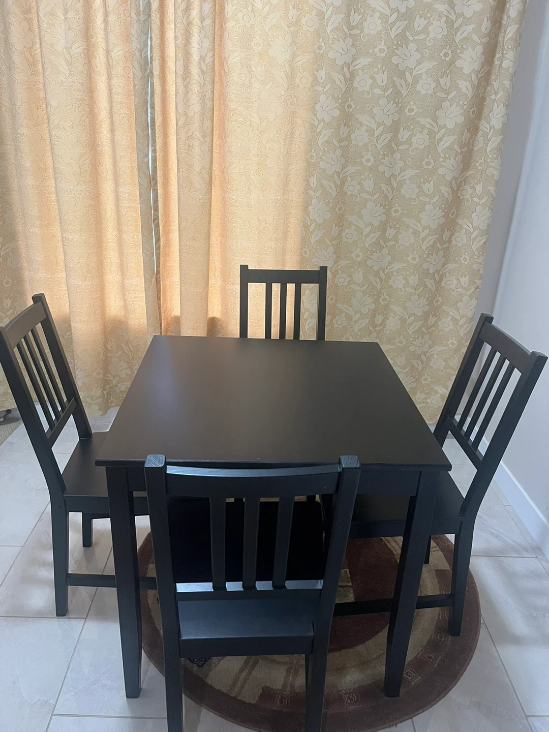 IKEA Dining Set – LERHAMN Table + 4 STEFAN Chairs (Black-Brown)