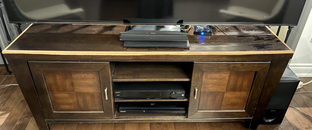 Dark Wood Entertainment Unit with Storage unit