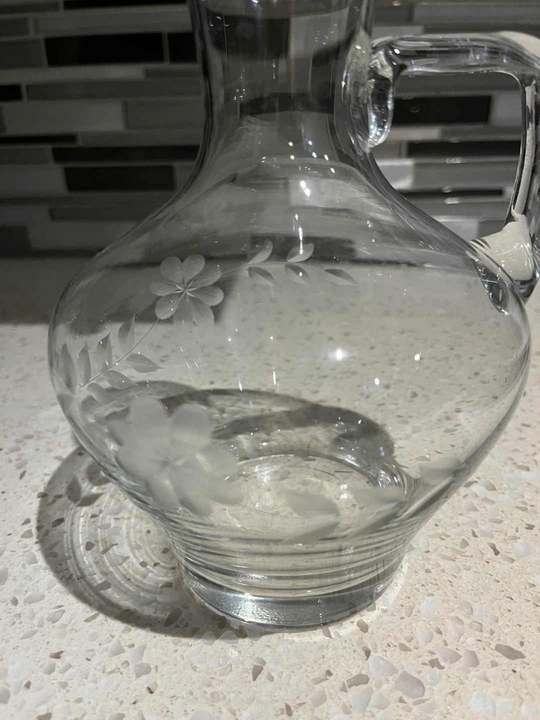 Vintage Etched Glass Pitcher - photo 3