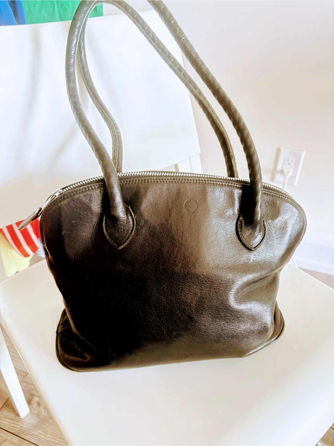 Black genuine Leather Handbag
