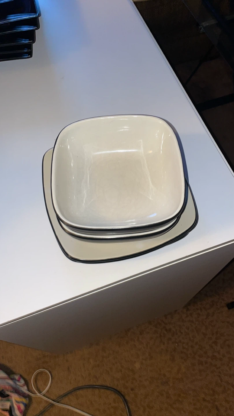 Square Dinnerware Set - Black and Cream