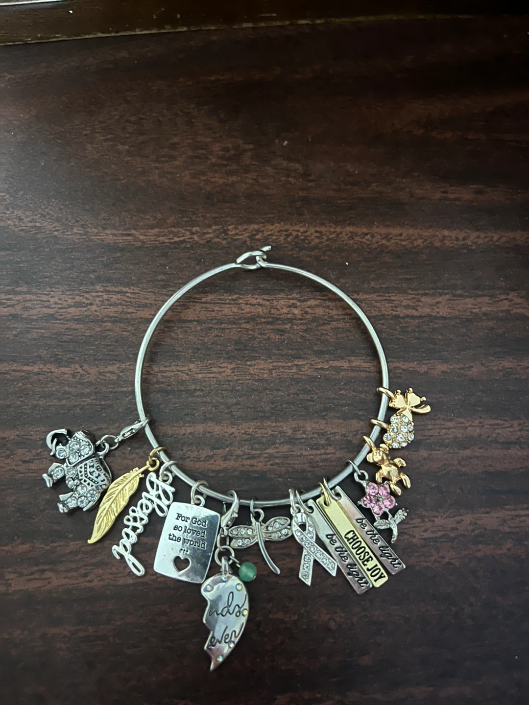 Charm Bangle Bracelet with Inspirational Sayings