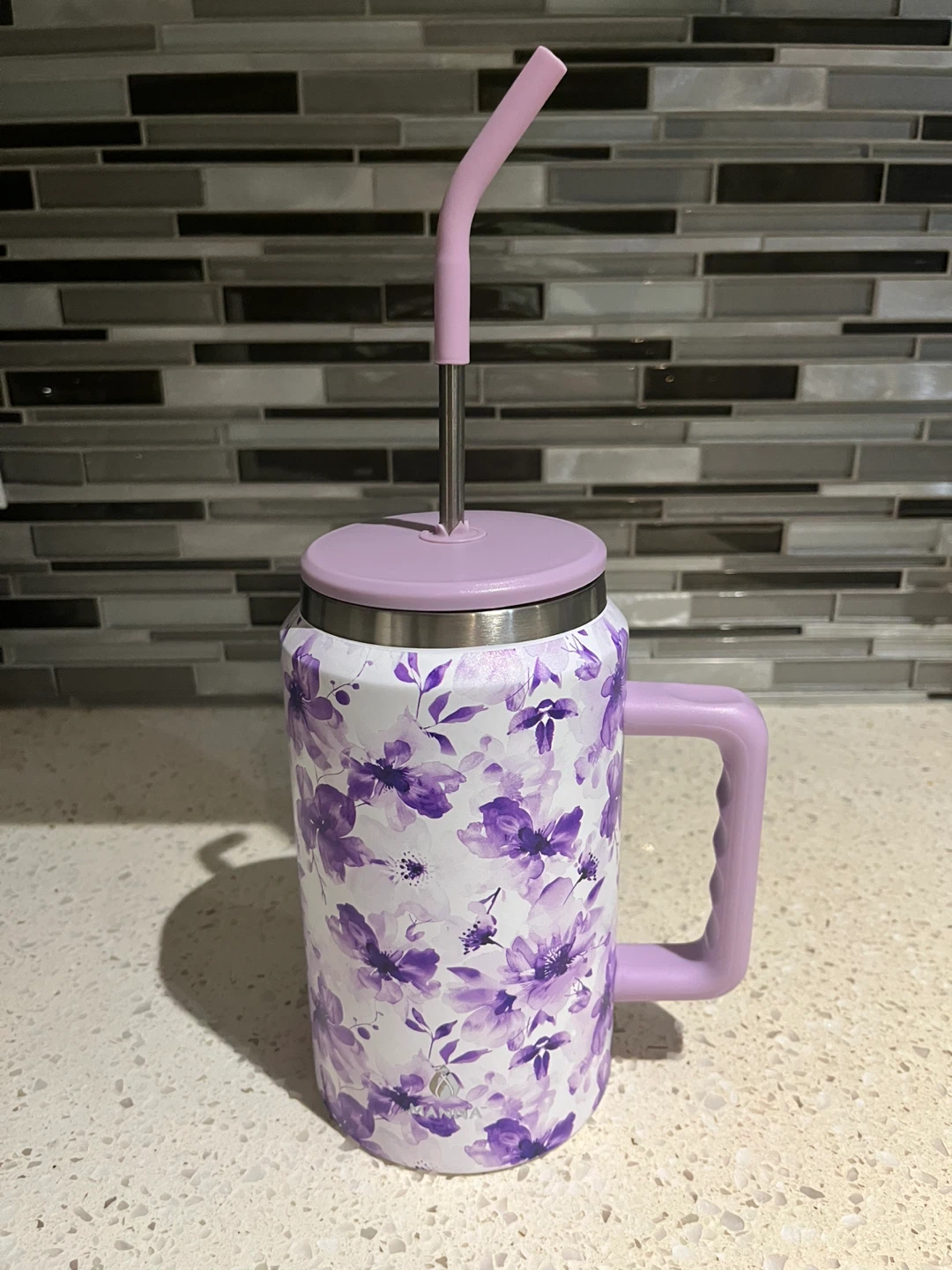 1.5 litres Floral Tumbler with Handle and Straw