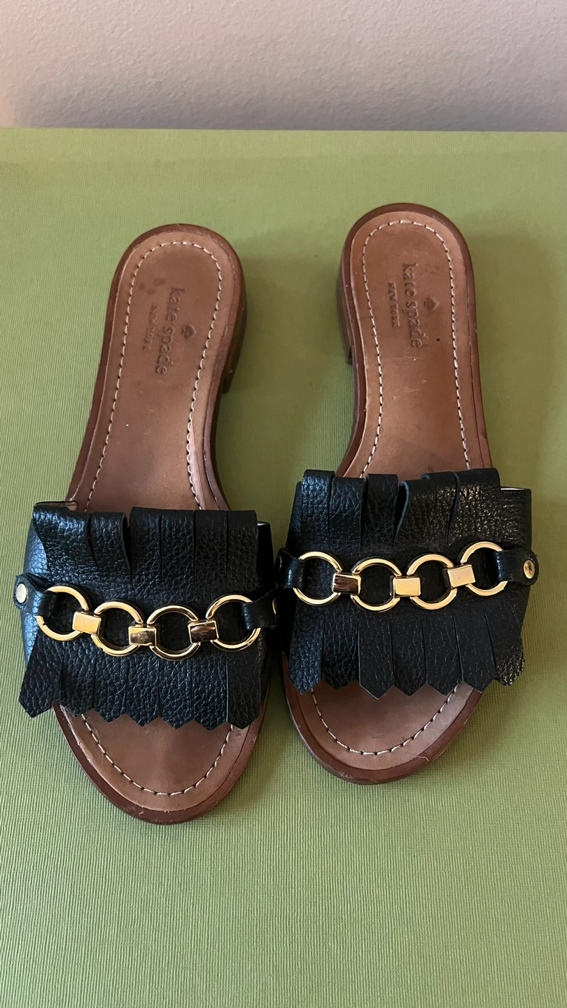 Size 8M Kate Spade “Brie” Black Leather Sandals