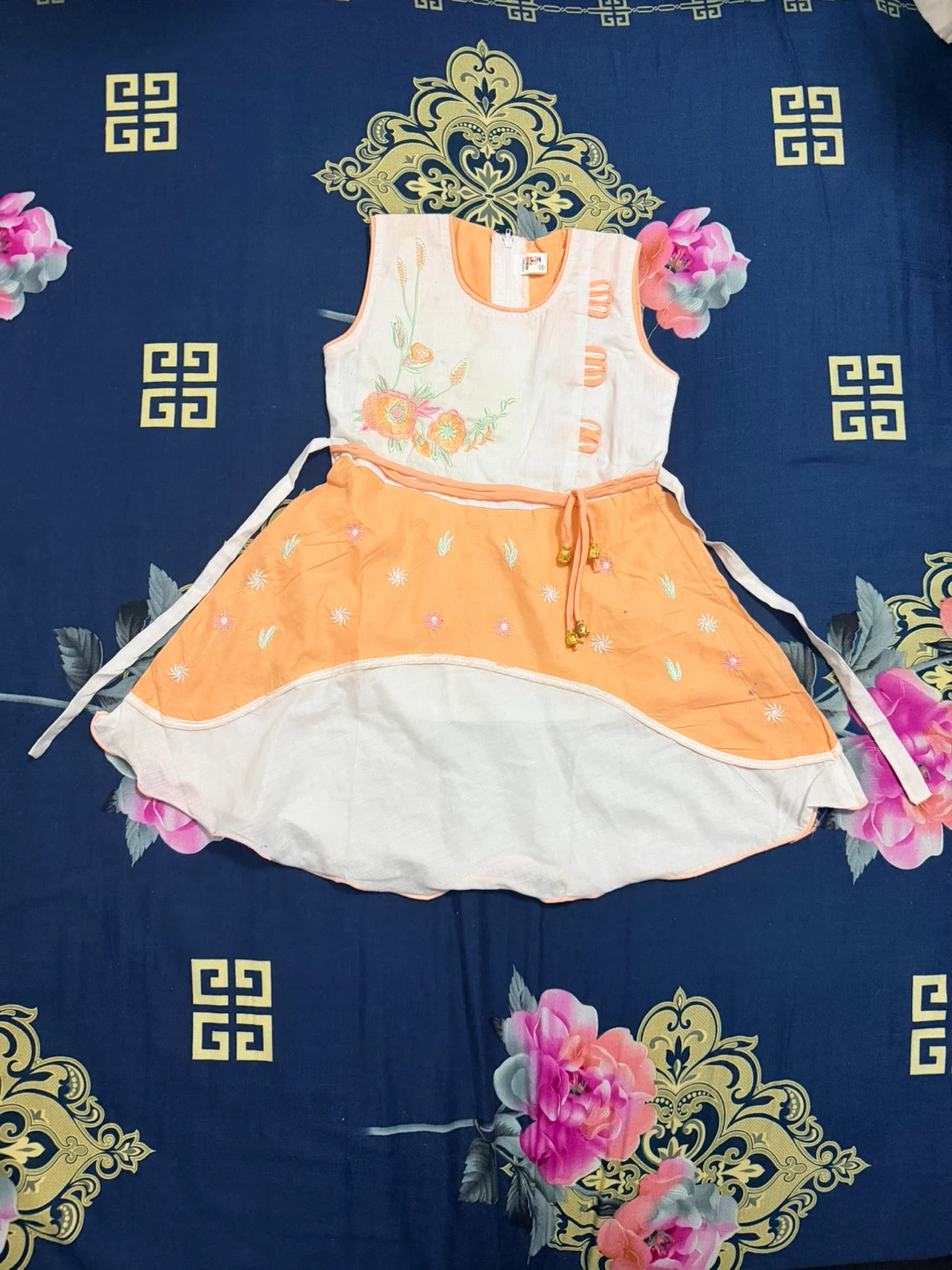 Girls Orange and White Dress - photo 2