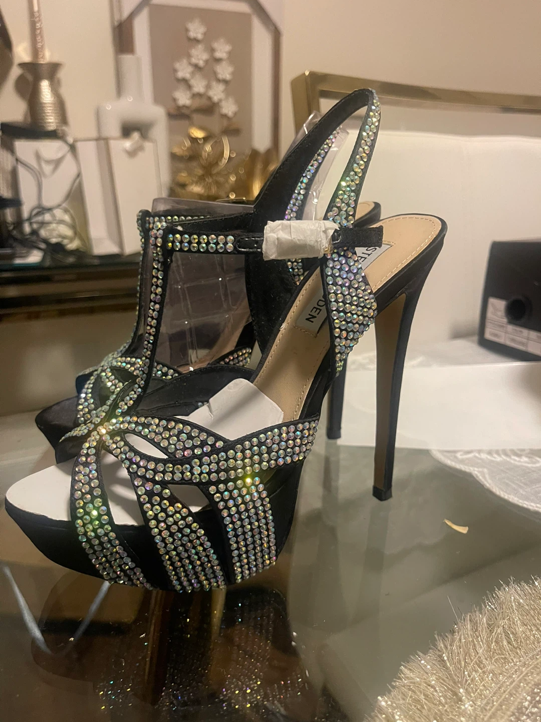 Steve Madden Women's Black Rhinestone Heels