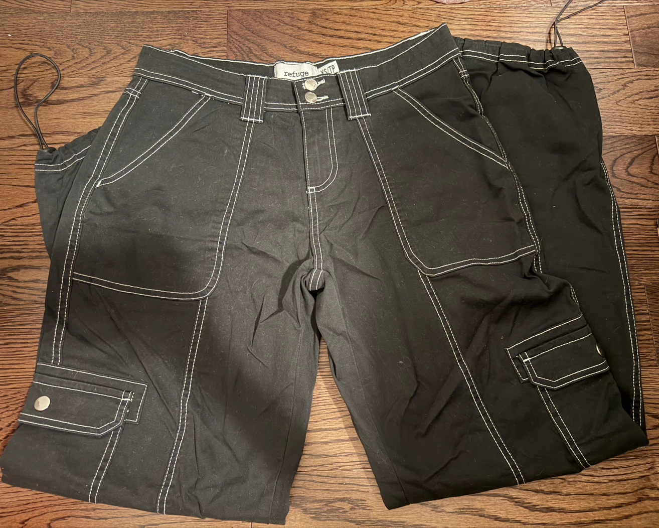 Refuge Cargo Pants - Black with White Stitching - photo 2